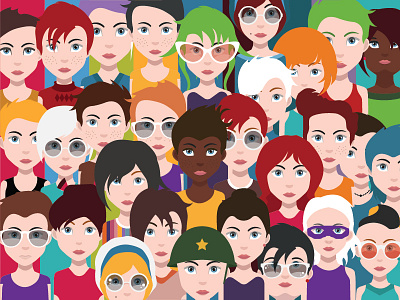 Group of people men and women avatar icons illustrations