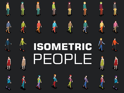 Isometric 3d People head hipster human icon interface model occupation people portrait profile