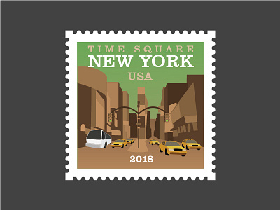 Time square New York,Usa Post stamp america architecture building business city illustration manhattan post stamp street usa vector