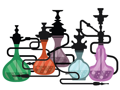 Shisha Hookah Icons On White Background By Bluepentool On Dribbble