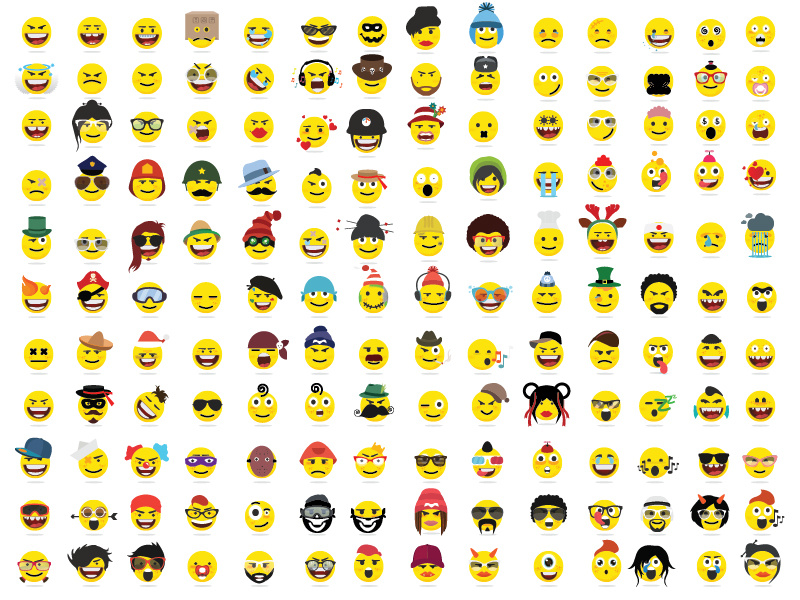150 creative funny flat style emoji smiley emoticons by facebook emoticon chart