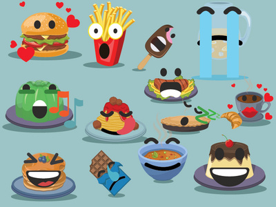 Food Emoji Collection happy emoji smile angry funny emoticon emotion symbol icon yellow web cute