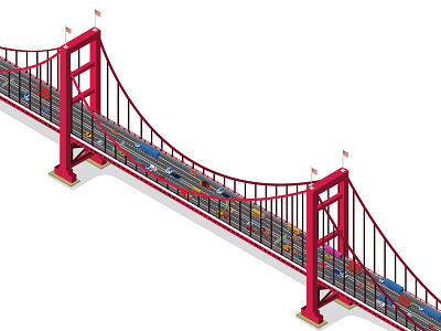 Isometric bridge with traffic