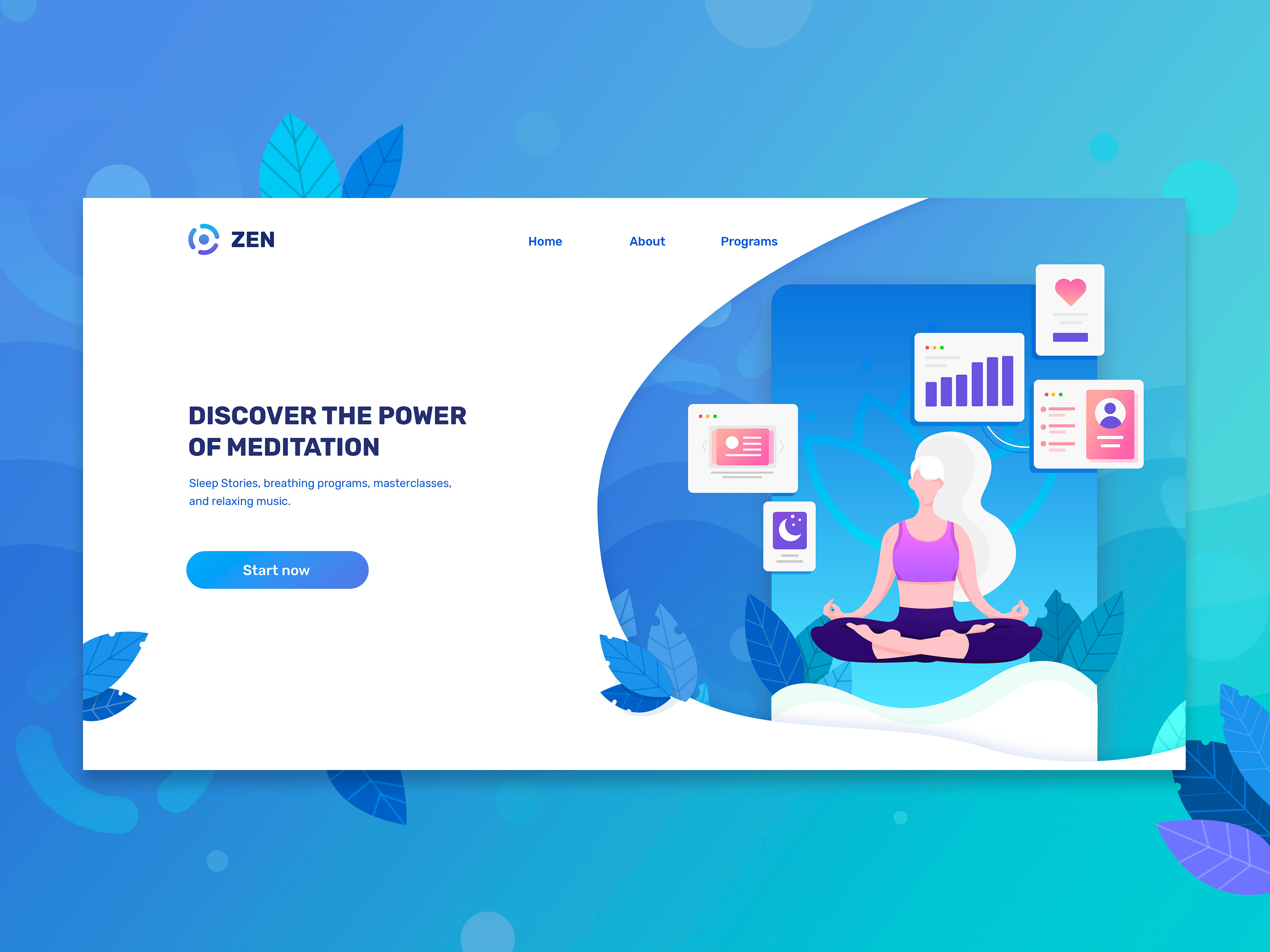 Zen App Landing by Daria Kanakina on Dribbble