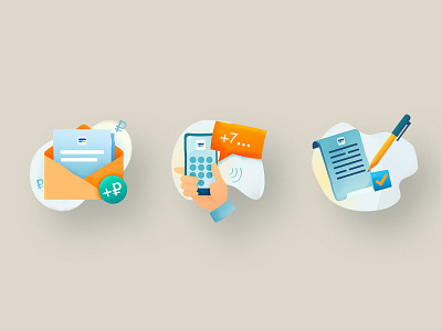 Icons Set icon illustration letter paper phone steps ui vector