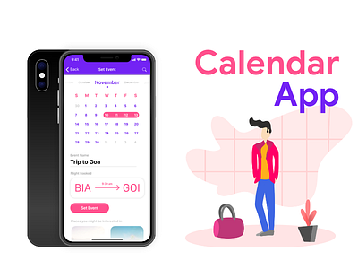 Calendar App app apple branding calendar calendar app design flat identity illustration ios iosapp logo minimal mobile procreate travel travel app typography ui ux