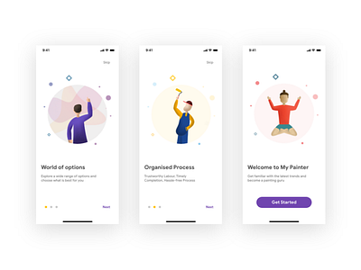 Walkthrough Illustrations app buttons design illustration illustrator ios iosapp landing minimal onboarding onboarding illustration onboarding screen onboarding screens paint sketch splash ui ux walkthrough walkthroughs