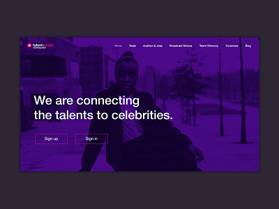 talent2celeb - Welcome Page UI concept design ui user inteface