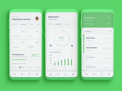 Smart Home App app design charts clean controls dashboad dashboard app energy hardware home minimal mobile monitor smarthome statistic temperature ui ux