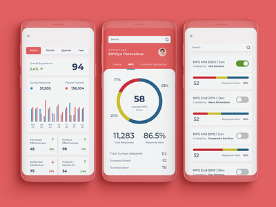 Customer Feedback App clean detractors market fit minimal nps passives people tracked perceived effectiveness product effectiveness promoters response survey typography ui ux