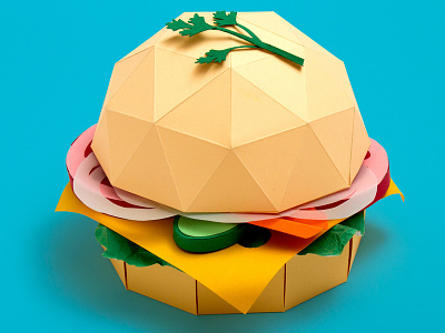 Paper Burger craft food hamburger handmade paper papercraft tactile design