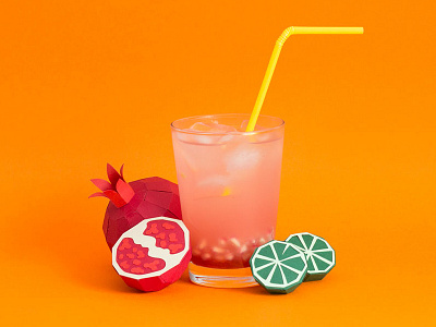 Fresh Drinks 02 craft drink fruits handmade lemmon paper papercraft pomegranate tactile design