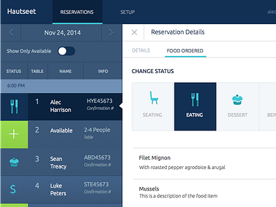 Hautseet booking reservation restaurant web app