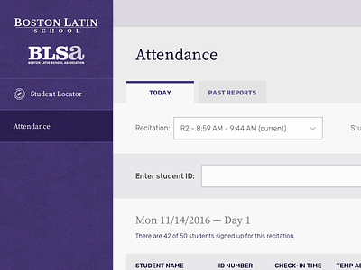 Boston Latin School App attendance booking web app
