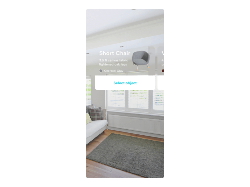 AR Furniture Concept animation ar augmented reality button card concept concept app design drag and drop furniture interace interaction interaction design iphone x micro interaction selection ui ux