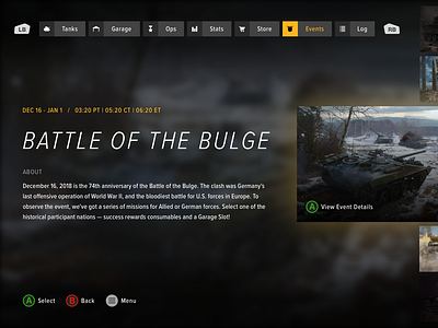 Event Screen Concept - World of Tanks