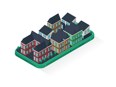 Mobile phone residential area illustration