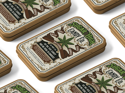 Sugar High Cannabis Co. classic handdrawn illustration packaging vintage