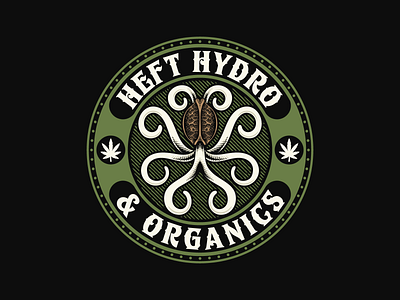 Heft Hydro agriculture badge cannabis cannabislogo classic handdrawn hemp illustration logo vintage vintagelogo