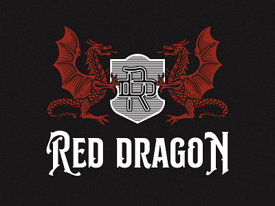 Red Dragon badge branding classic design handdrawn illustration logo vintage vintagelogo