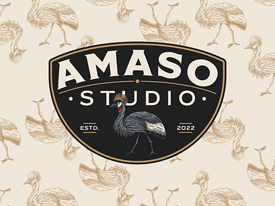 Amaso Studio badge branding handdrawn illustration logo vintage vintagelogo
