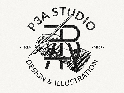 Hand Hold a Pen badge classic graphic design handdrawn illustration logo vintage