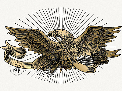 American Eagle badge classic eagle handdrawn illustration vintage vintagelogo