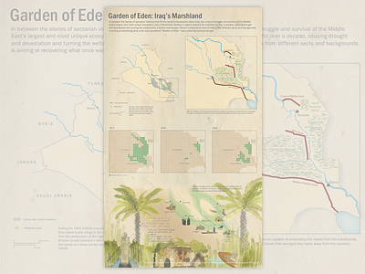 Garden of Eden: Iraq's Marshland art data gis illustration iraq map watercolor