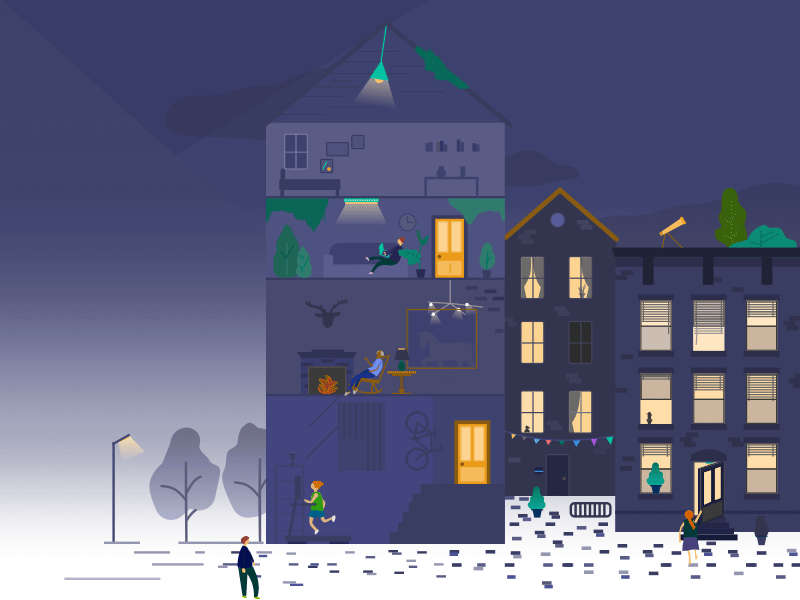 Night City View animation sketch wacom street night plants web design city illustration ui design