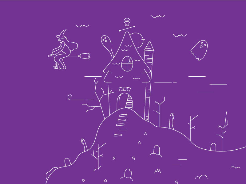 Halloween newsletter design haunted house witch ghost nature illustrator halloween art illustration