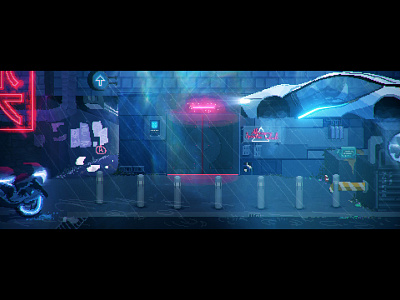 TheRedStringClub Rework by Thibaut Mikos 80s adobe after after effects blade bladerunner bmw buildings city club design illustration jazz logo pixel pixel art red string