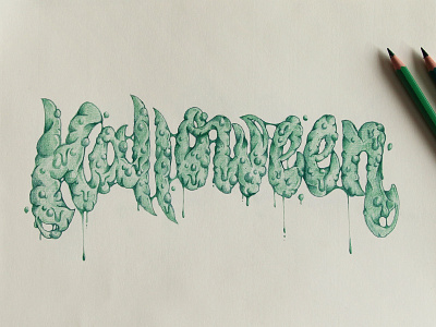 Halloween Dribbble coulure design green halloween handmadefont illustration lettering type typedesign typography