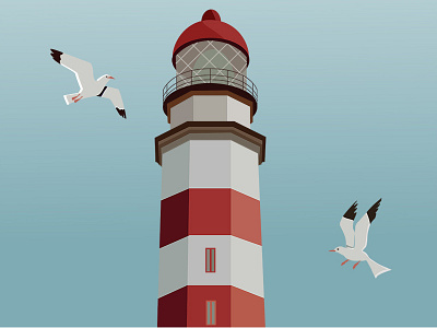 lighthouse graphicdesign gulls illustration illustrationforbooks lighthouse magazinillustration repinaart sky