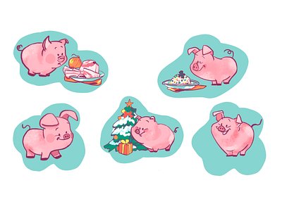 Pig.Jpg graphicdesign illustration new year 2019 pig piggy pink repinaart sticker