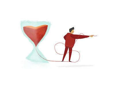 Time man boss businness design flat illustration management red sandglass time ui