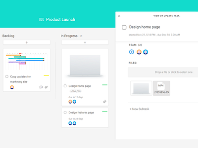 File Sharing on Kanban Board attachments board design file sharing flat management project task management uidesign web