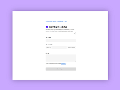 Jira Integration Setup atlassian design form input integration jira setup ui ux web