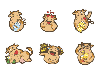 Set of Funny Cow Stickers