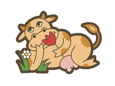 "Cow Chillin' in the Grass" sticker animal stickers character character design stickers vector graphics персонаж стикер стикеры