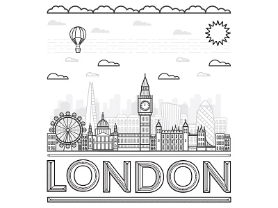 London Skyline Illustration illustration london skyline typography vector