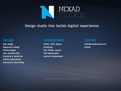 Nexad Studios v1.0 concept design development responsive studios