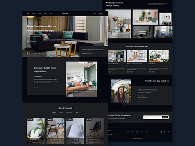 Furniture E commerce - Landing Page dark mode dark theme design desktop ecommerce landing page ui ux web web design website