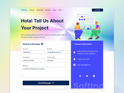 Softinc - Contact Us Page contact form contact us design landing page ui ux web web design website