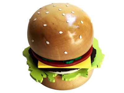 Wooden Hamburger craft hamburger sculpture wood