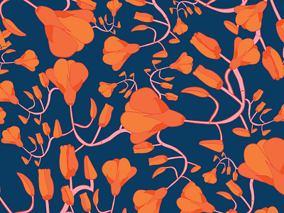 California Poppies Continuous Repeat Pattern california californiapoppies fabricdesign flower flowers nature orange poppies poppy repeat surfacedesign