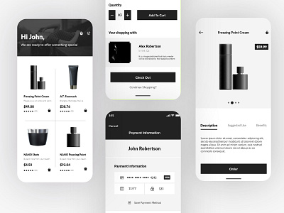 Elegant Black & White e-Commerce UI design 2020 2020 trend affluent app app design black clean cool ecommerce elegant eye catching ios minimal modern product royal black trendy ui ux white