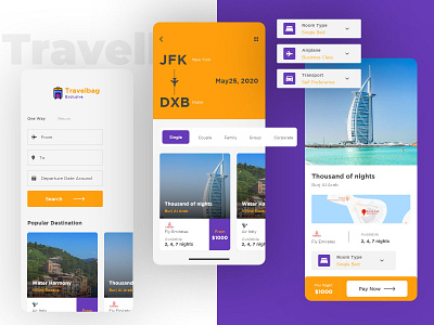 Air Ticket & Hotel Booking Mobile UI air app booking clean hotel minimal startup tour travel ui ux