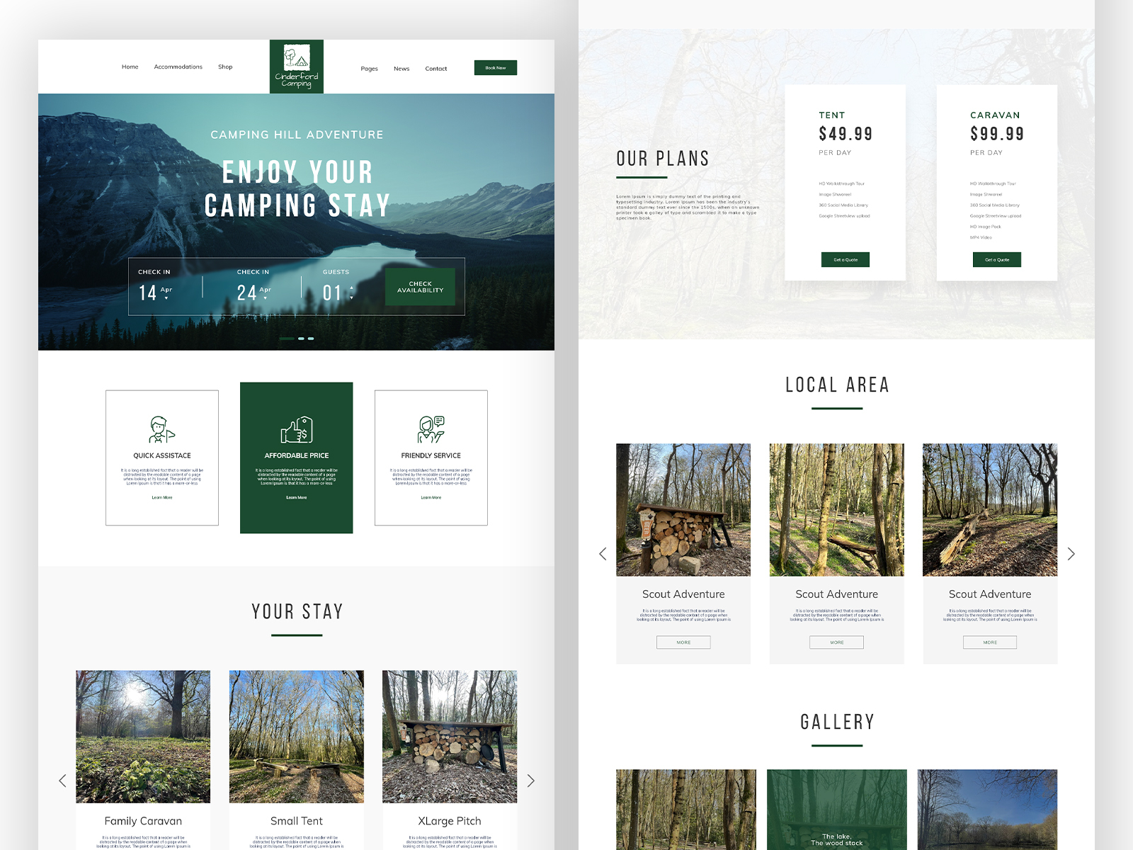 Cinderford Camping Landing Page by Sayeed Rahman on Dribbble