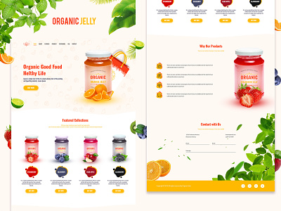 Organic Jelly Landing Page apple awesome blackberry blueberry cool eye catchy food jam jelly modern orange organic professional red strawberry trendy unique vibrant