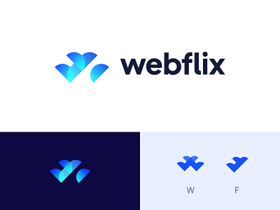 Webflix Studio - Logo agency blue brand identity branding emblem gradient graphic design logo logo design logodesign logomark logos minimal modern modern logo shapes type typeface typography visual design